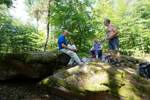Mittagsrast an den Wassersteinen auf dem 512m hohen Col de Gruenthal
